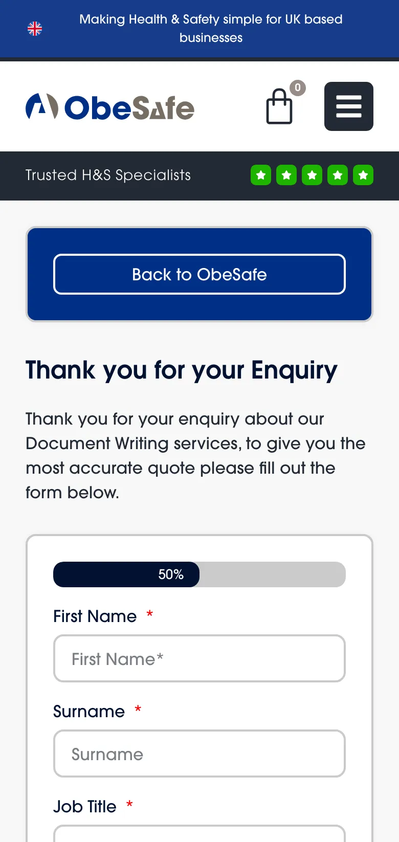 The document writing quotation form, on mobile