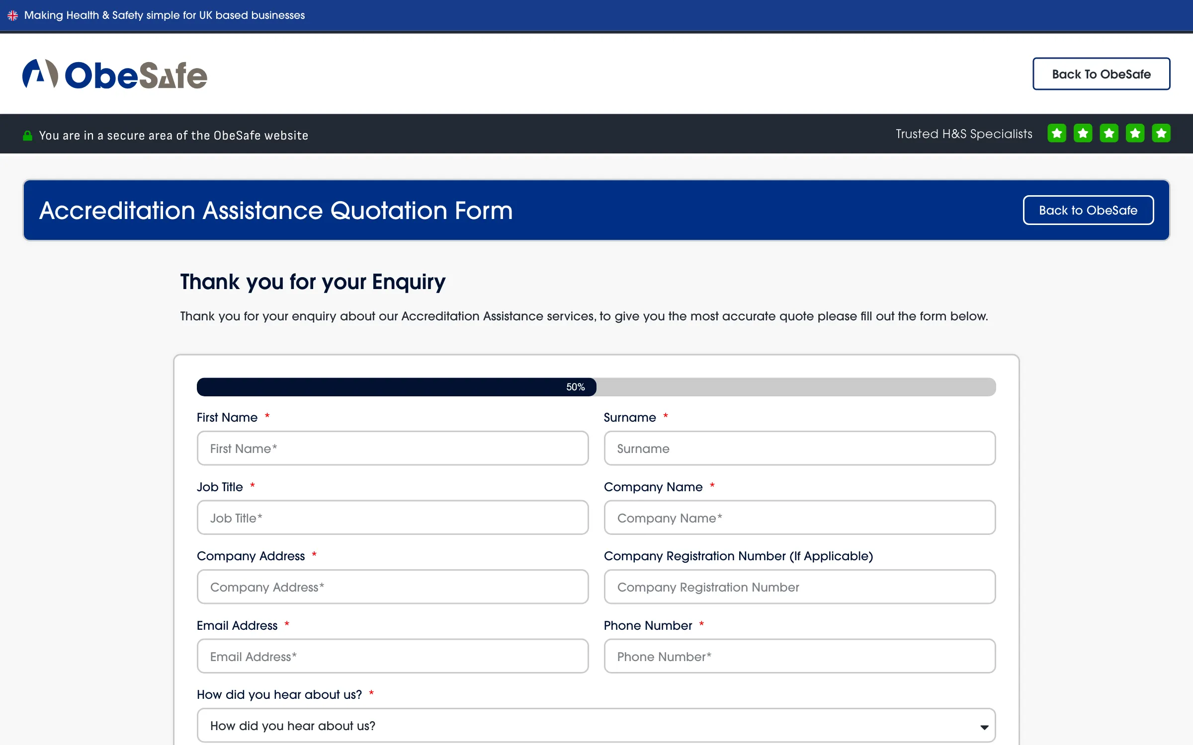 The accreditation assistance quotation form