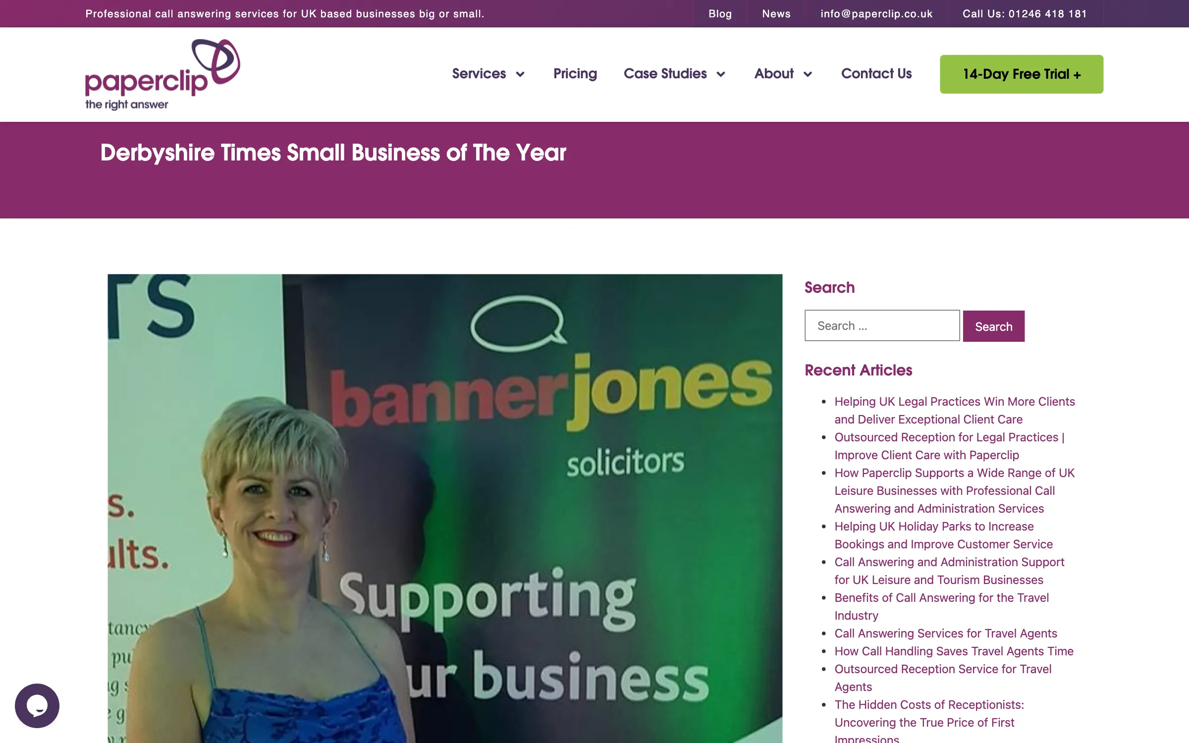 The Derbyshire Times Small Business of the Year post