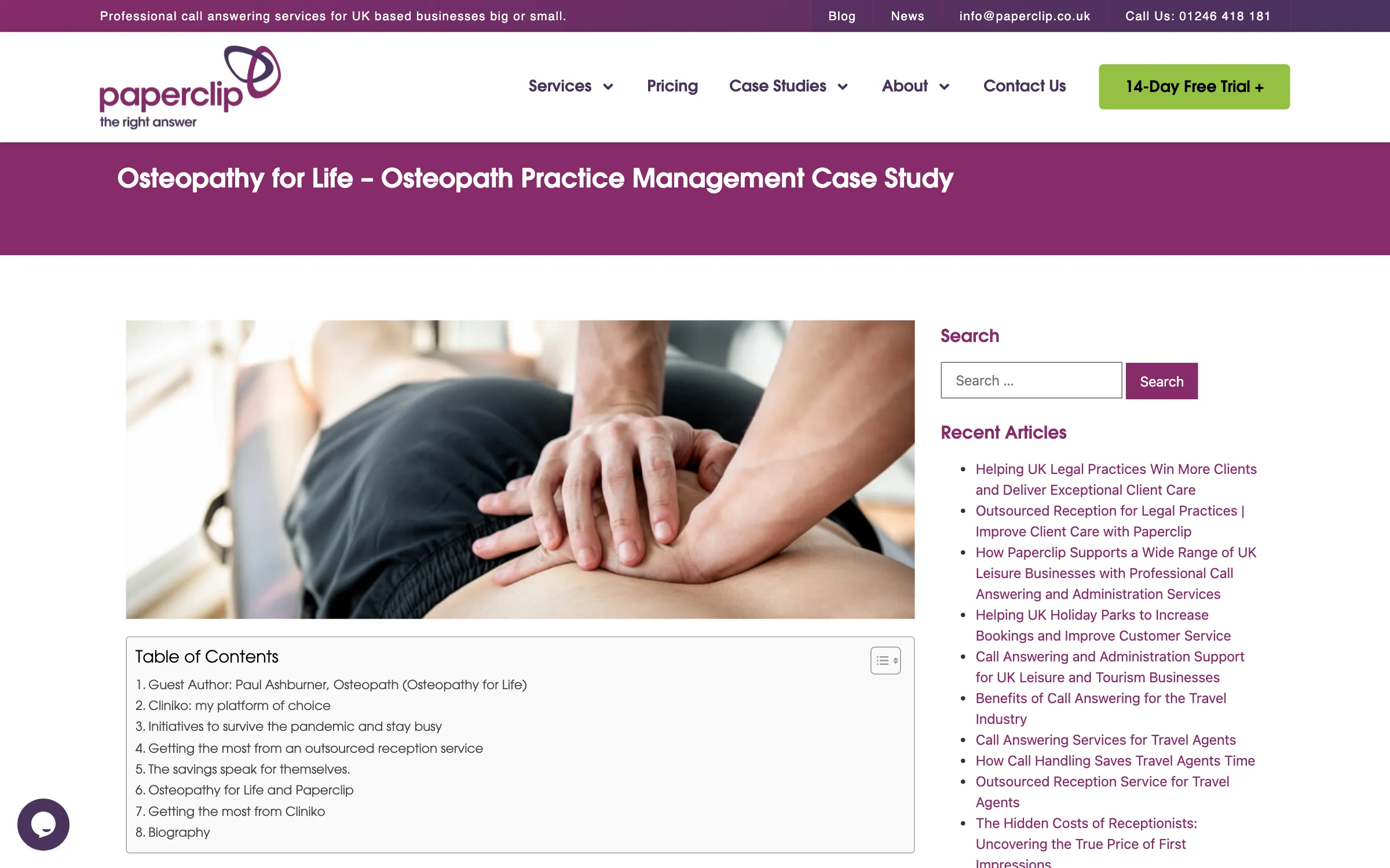 The osteopath practice case study