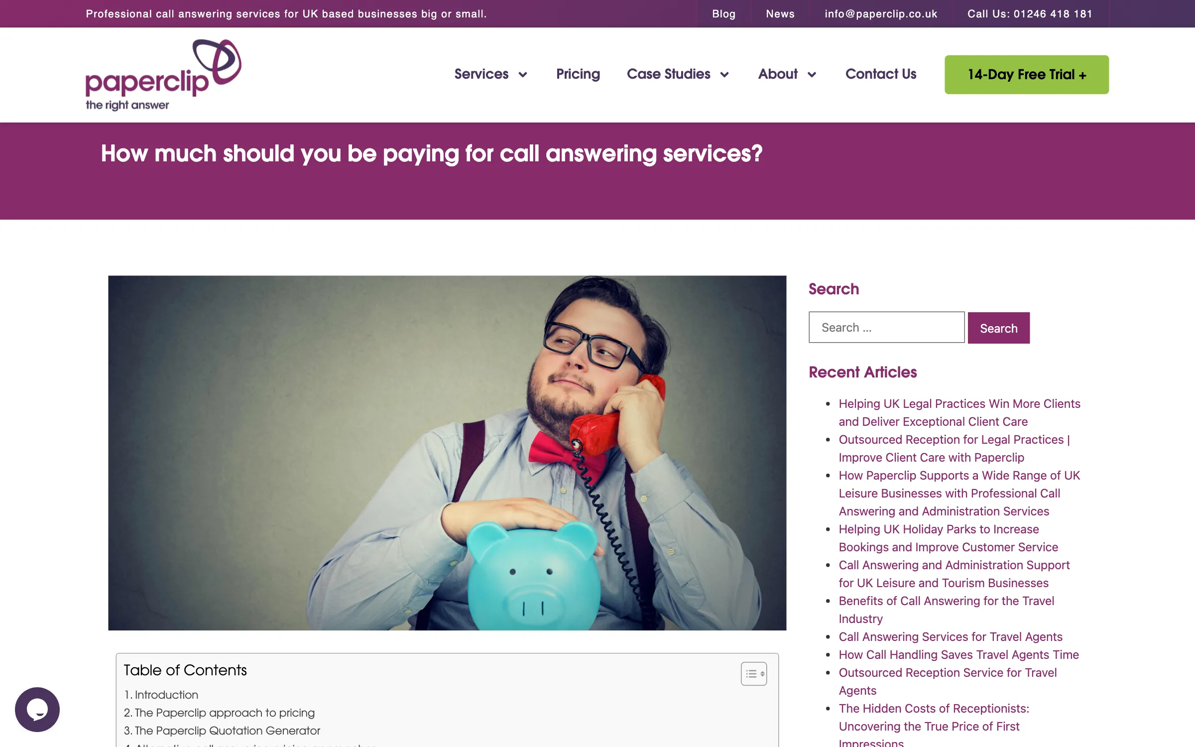 The pricing page