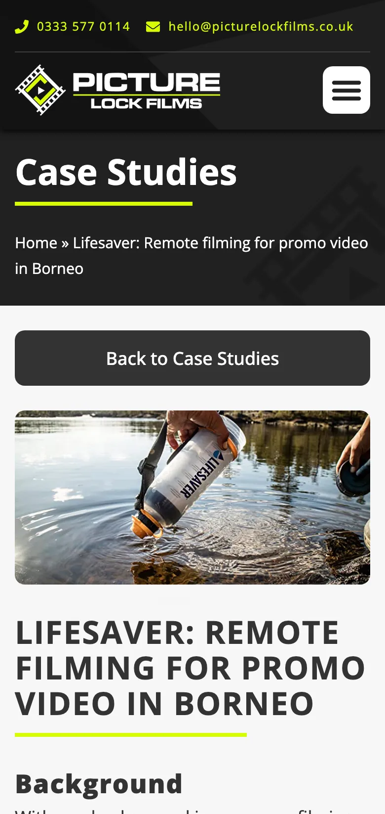 The Lifesaver remote filming case study, on mobile