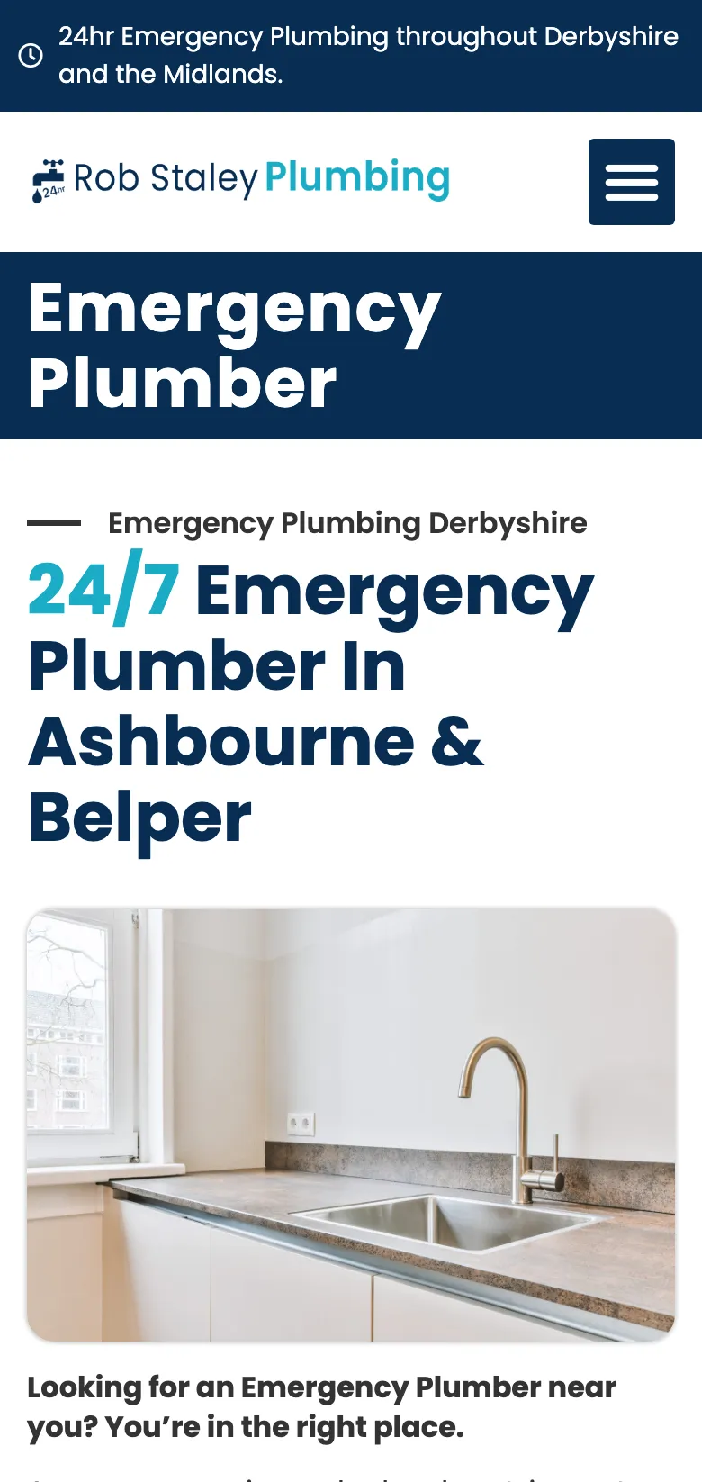 The emergency callout page, on mobile