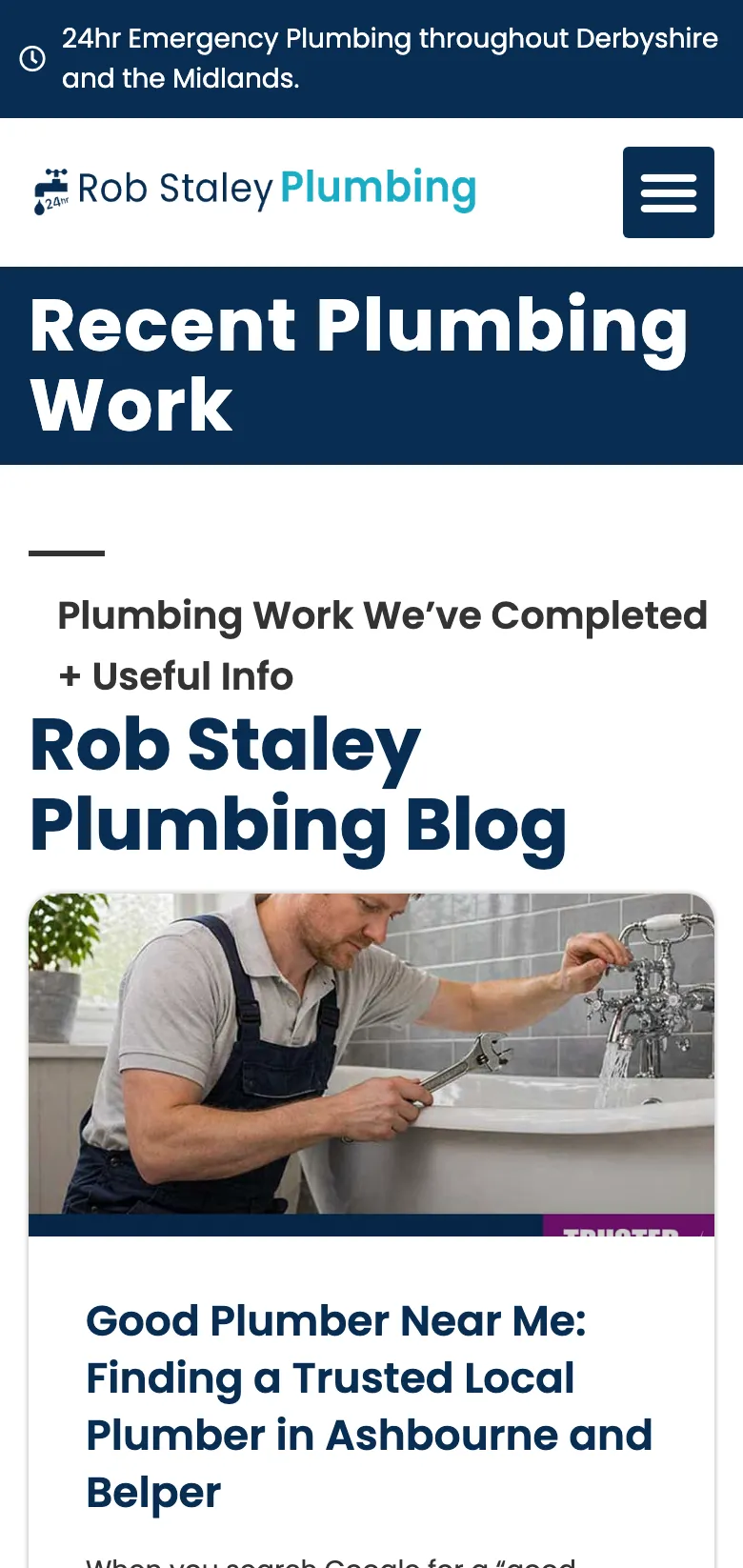 The recent work blog, on mobile