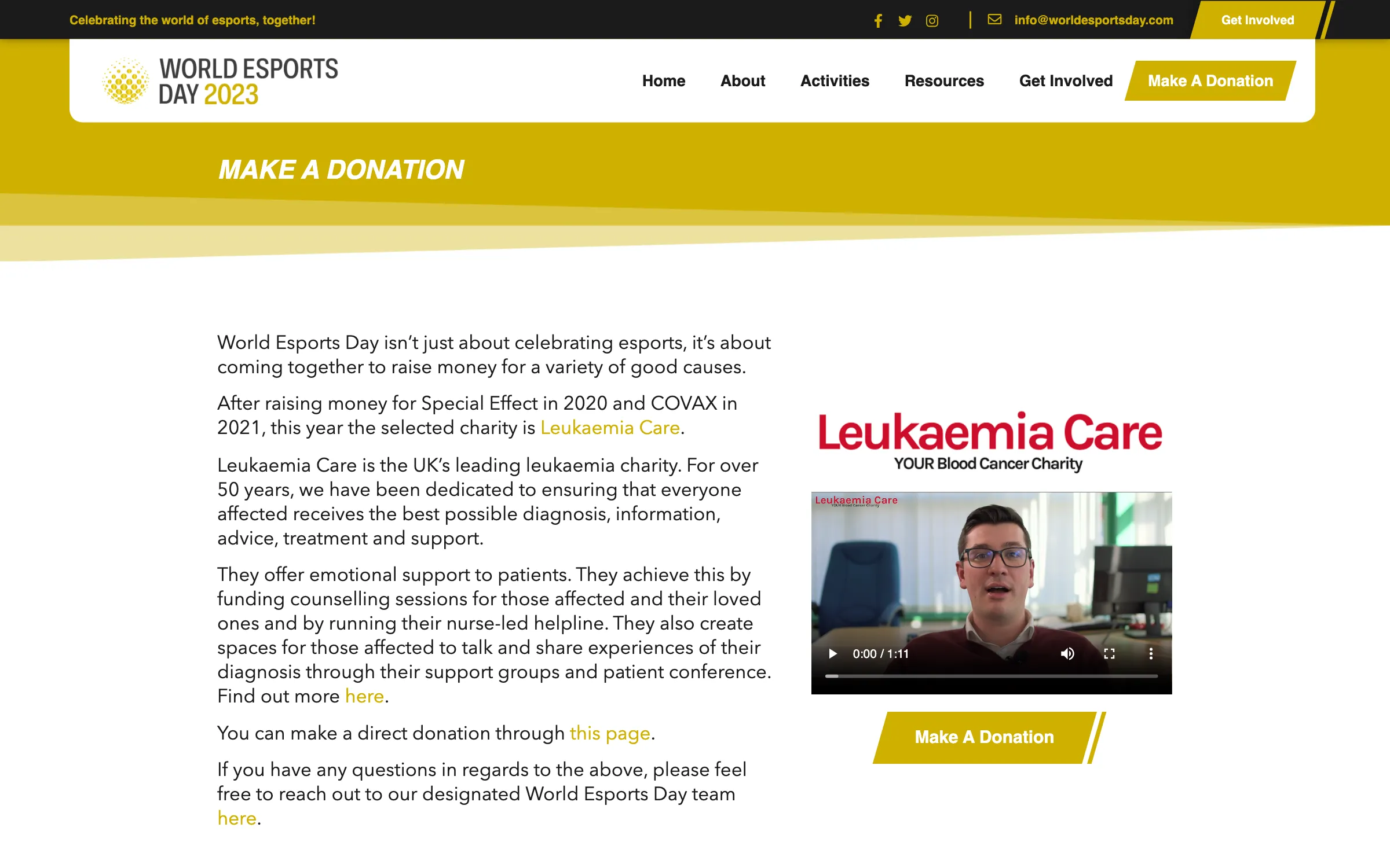 The donation page
