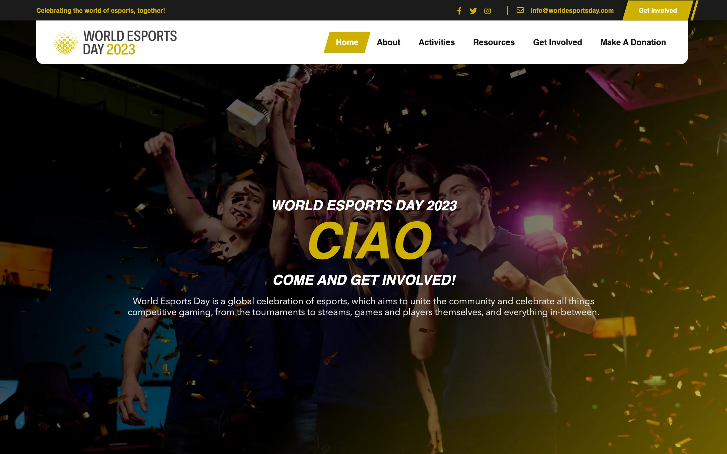 The World Esports Day website homepage