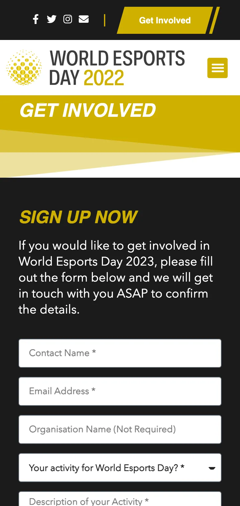 The get involved steps, on mobile